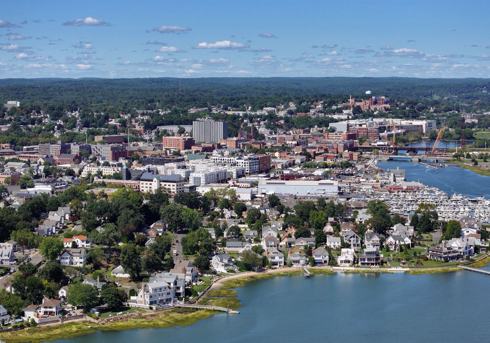 Fairfield County waterfront — Norwalk harbor and downtown